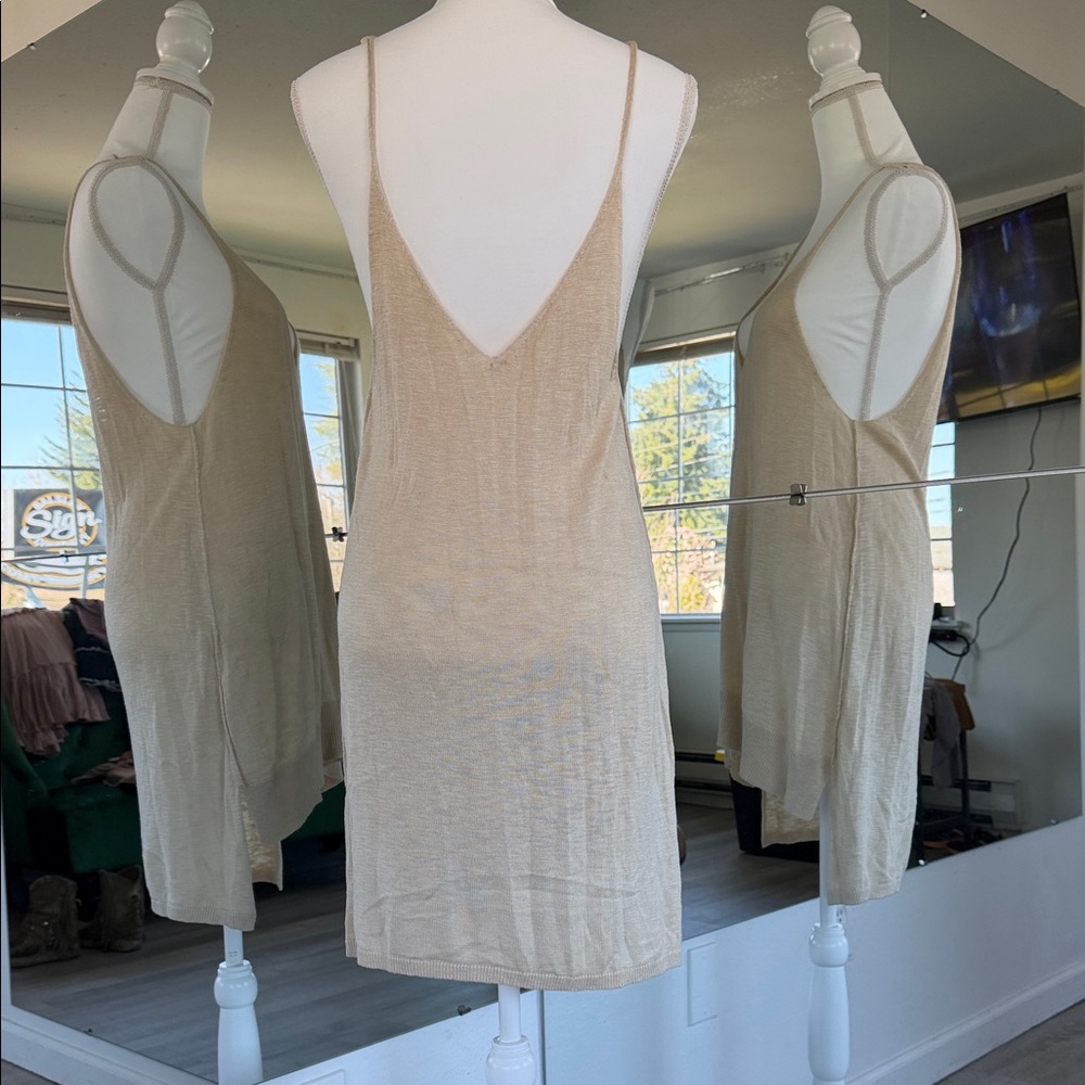Free People Beige Knit Mini Slip Dress - Picture 2 of 5